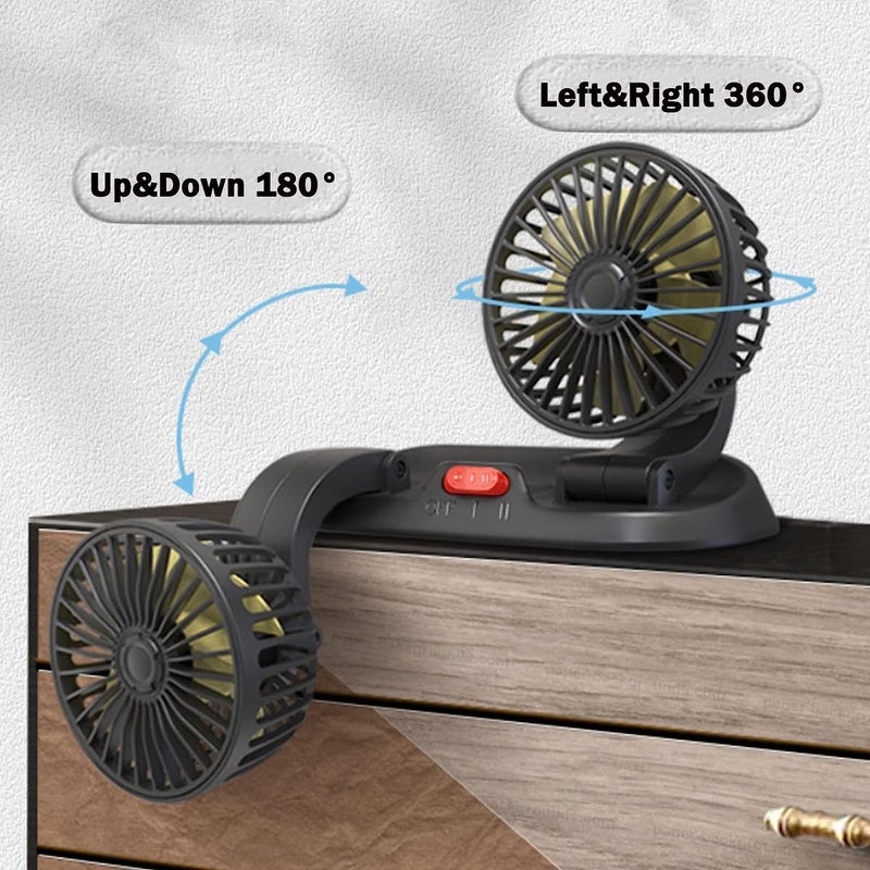 MICLSRS 12 Volt Dual-Head Car Fan，Dashboard Fan for Car, 360 Degrees Rotatable, Powerful Cooling Solution for Car Vehicle SUV RV (Cigarette Lighter Powered) - Image 2